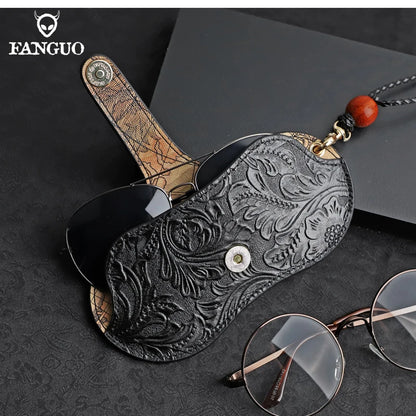 Genuine Leather Glasses Case – Handmade Portable Eyeglasses Pouch