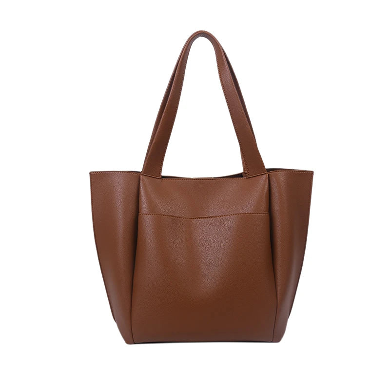 Large Capacity Soft Leather Tote Bag – Women's Shoulder Shopper