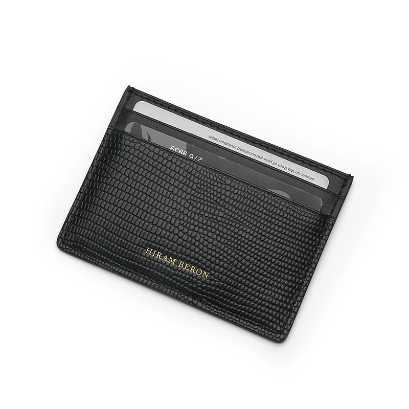 Genuine Leather Card Wallet with Free Monogram – Men's Slim Cardholder