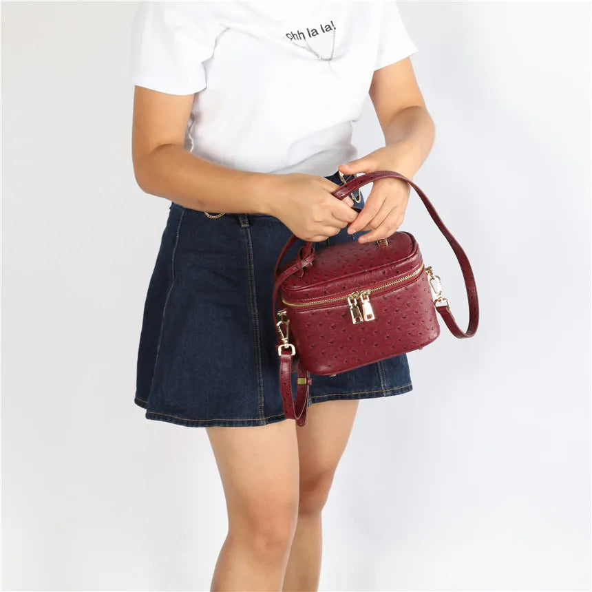 Ostrich & Python Pattern Women's Crossbody Shoulder Bag
