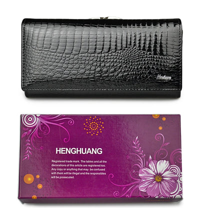 Alligator Embossed Genuine Leather Women's Long Wallet