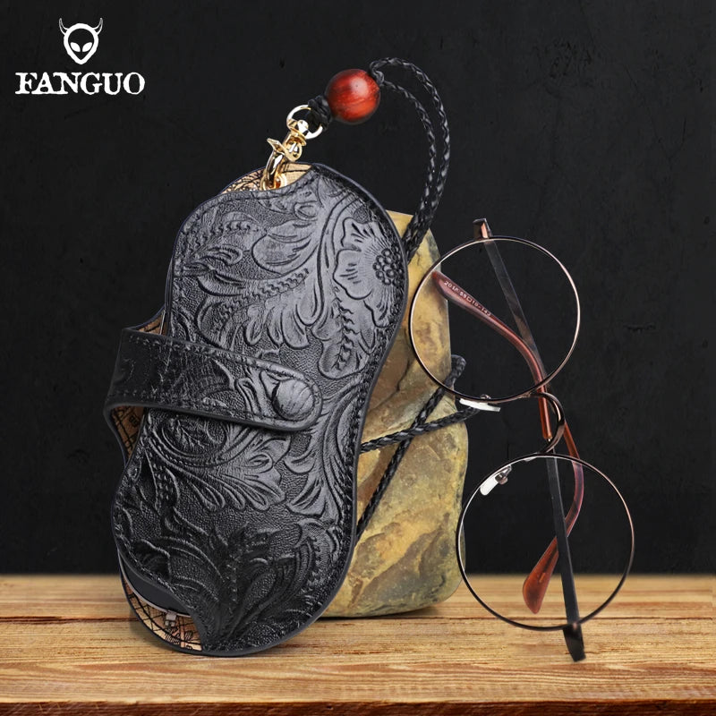 Genuine Leather Glasses Case – Handmade Portable Eyeglasses Pouch
