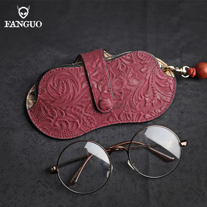 Genuine Leather Glasses Case – Handmade Portable Eyeglasses Pouch