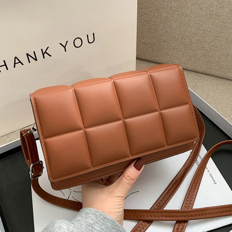 Quilted PU Leather Crossbody Bag – Women's Compact Shoulder Bag