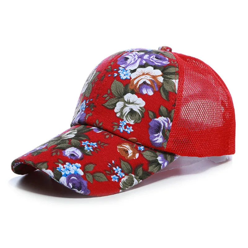 2021 Simple Women S Baseball Cap Summer Multicolor Flower Printing Girls Snapback Brethable