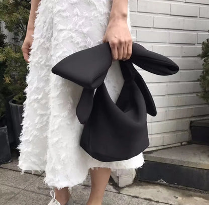 Women Space Cotton Handbag Purse Wedding Totes Clutches Cocktail Party Bowknot Korean Style Black
