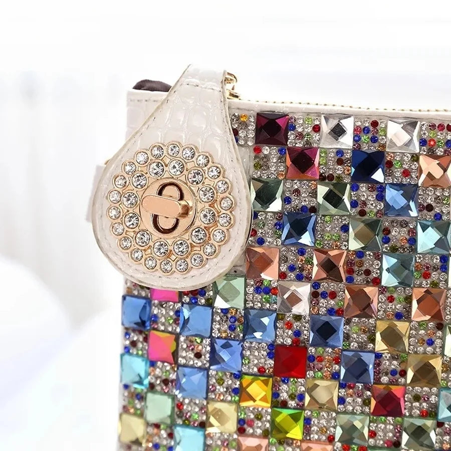 Colorful Rhinestone Women Clutch Bag Designer Luxury Diamond Ladies Evening Chic Shoulder Crossbody
