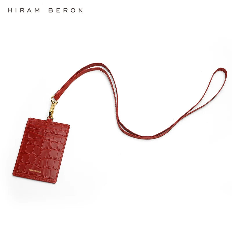 Leather ID Badge Holder Croco Pattern – Hiram Beron Custom Name