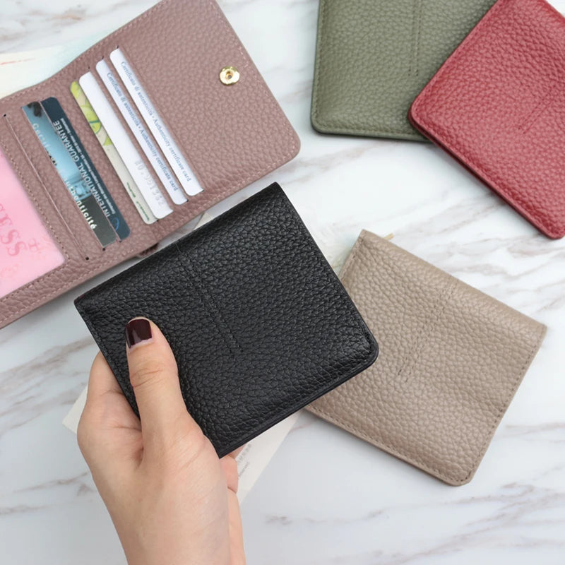 Slim Genuine Leather Card Holder Wallet for Women