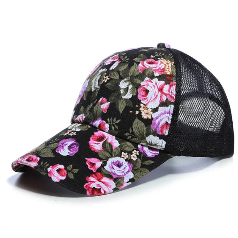 2021 Simple Women S Baseball Cap Summer Multicolor Flower Printing Girls Snapback Brethable