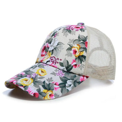 2021 Simple Women S Baseball Cap Summer Multicolor Flower Printing Girls Snapback Brethable