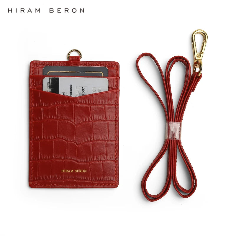 Leather ID Badge Holder Croco Pattern – Hiram Beron Custom Name