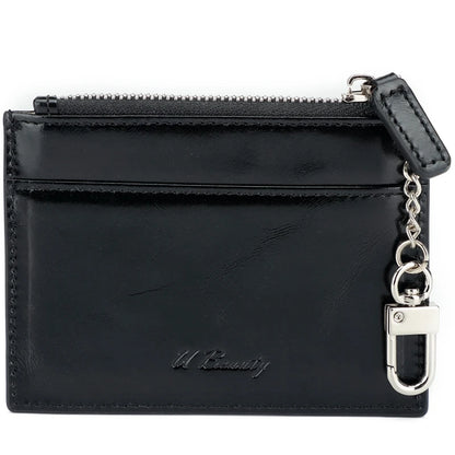 Genuine Leather Coin Purse & Card Wallet with Key Ring