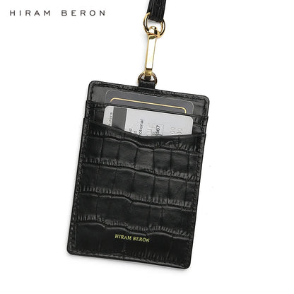 Leather ID Badge Holder Croco Pattern – Hiram Beron Custom Name