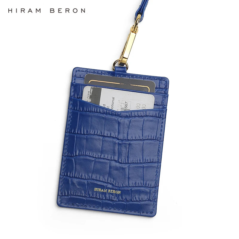 Leather ID Badge Holder Croco Pattern – Hiram Beron Custom Name