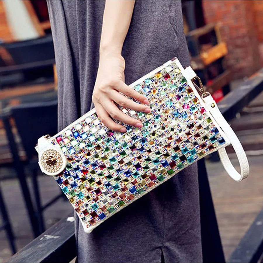 Colorful Rhinestone Women Clutch Bag Designer Luxury Diamond Ladies Evening Chic Shoulder Crossbody
