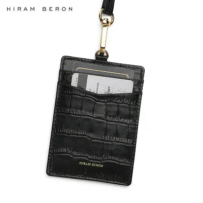 Leather ID Badge Holder Croco Pattern – Hiram Beron Custom Name
