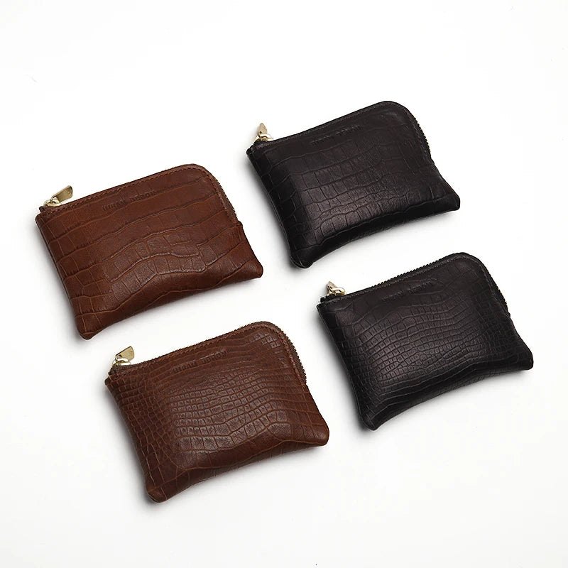 RFID Blocking Slim Coin Wallet – Crocodile Pattern Men's Gift