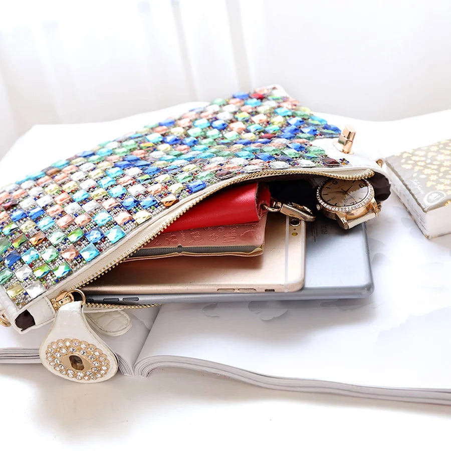 Colorful Rhinestone Women Clutch Bag Designer Luxury Diamond Ladies Evening Chic Shoulder Crossbody