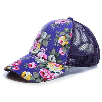 2021 Simple Women S Baseball Cap Summer Multicolor Flower Printing Girls Snapback Brethable