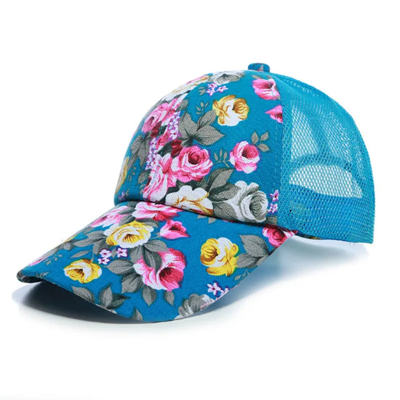 2021 Simple Women S Baseball Cap Summer Multicolor Flower Printing Girls Snapback Brethable