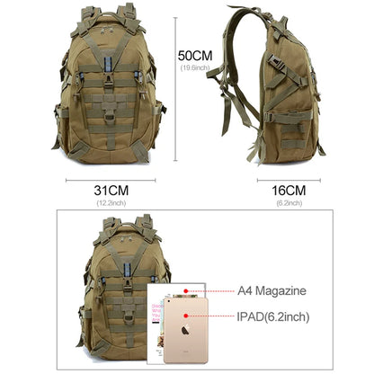 Tactical MOLLE Hiking Backpack – Military Camping Rucksack for Men