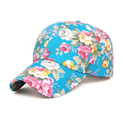 2021 Simple Women S Baseball Cap Summer Multicolor Flower Printing Girls Snapback Brethable