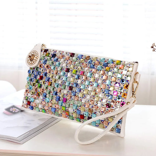 Colorful Rhinestone Women Clutch Bag Designer Luxury Diamond Ladies Evening Chic Shoulder Crossbody