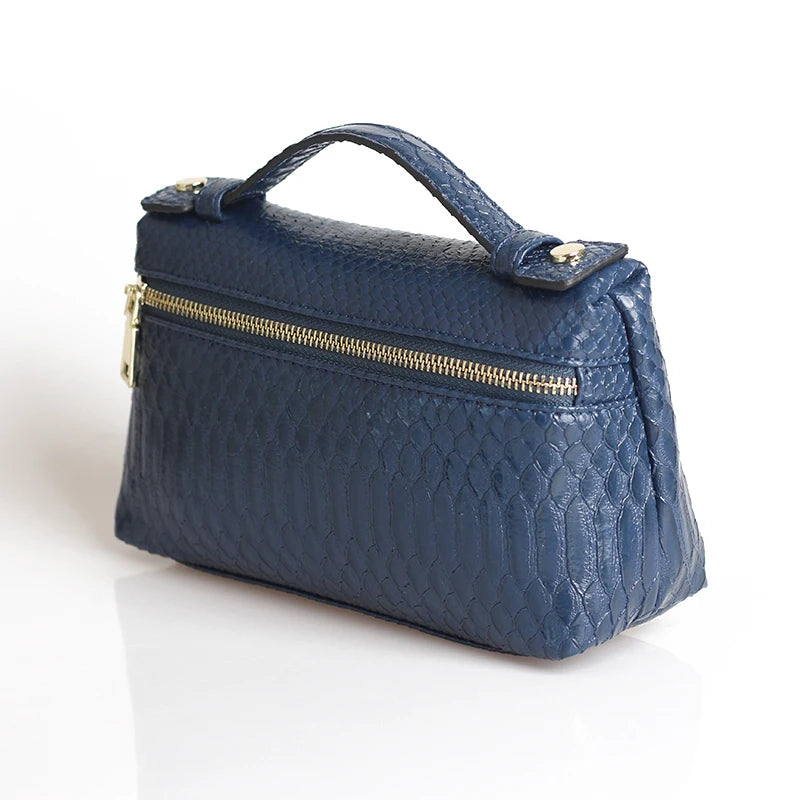 Exotic Embossed Leather Makeup Clutch Bag – Luxury Women's Handbag