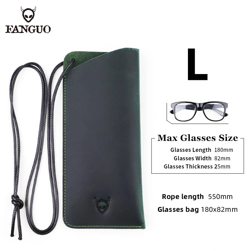 Genuine Leather Glasses Case with Lanyard – Handmade Sunglasses Pouch
