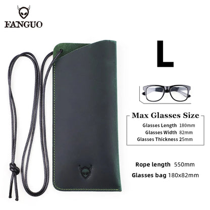 Genuine Leather Glasses Case with Lanyard – Handmade Sunglasses Pouch