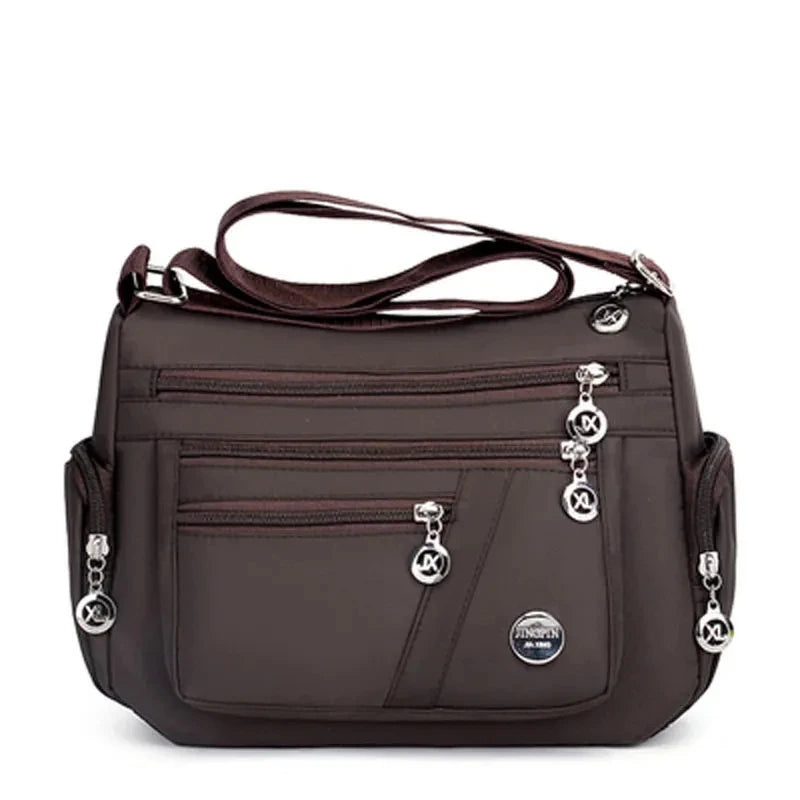 Waterproof Oxford Crossbody Bag – Multi-Zipper Women's Bag