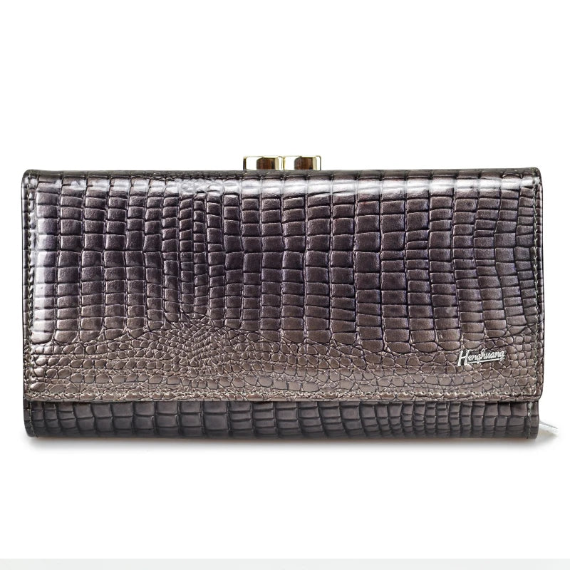 Alligator Embossed Genuine Leather Women's Long Wallet