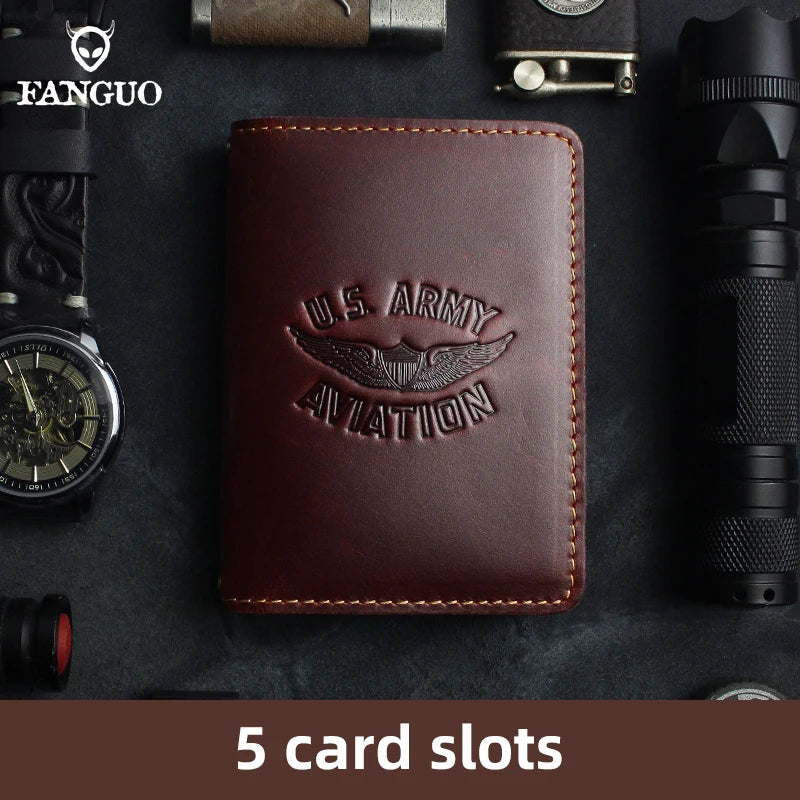 Genuine Leather Card Wallet – Handmade Driver License & Document Holder