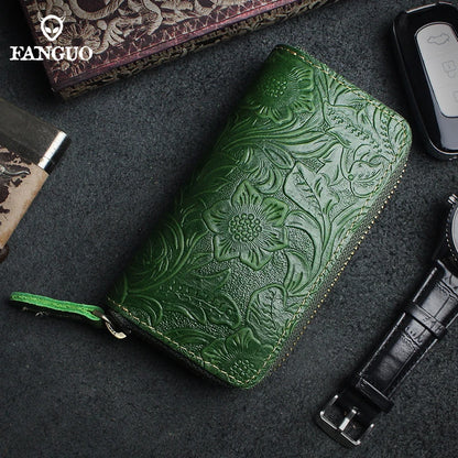 Crocodile Pattern Leather Key Wallet – Men's Zipper Key Holder