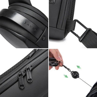 BANGE Crossbody Sling Bag – Waterproof USB Chest Pack for Men