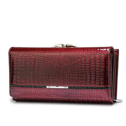 Alligator Genuine Leather Women's Clutch Wallet with Card Slots