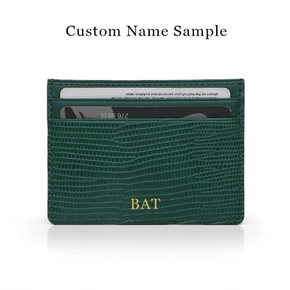Genuine Leather Card Wallet with Free Monogram – Men's Slim Cardholder