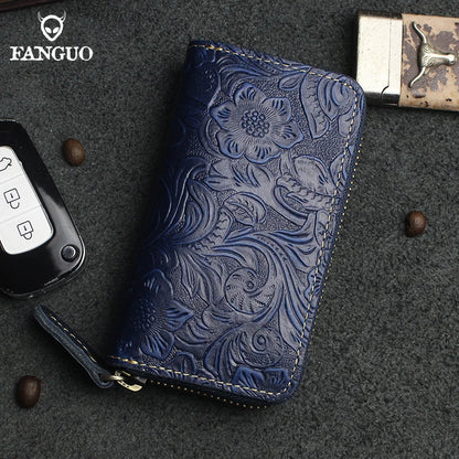 Crocodile Pattern Leather Key Wallet – Men's Zipper Key Holder