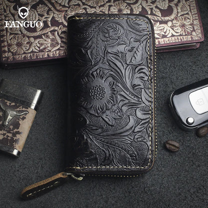 Crocodile Pattern Leather Key Wallet – Men's Zipper Key Holder