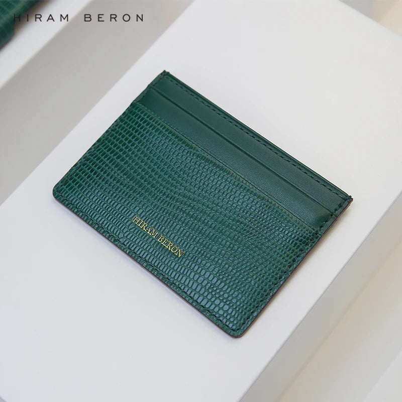 Genuine Leather Card Wallet with Free Monogram – Men's Slim Cardholder