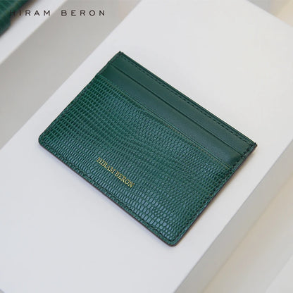 Genuine Leather Card Wallet with Free Monogram – Men's Slim Cardholder