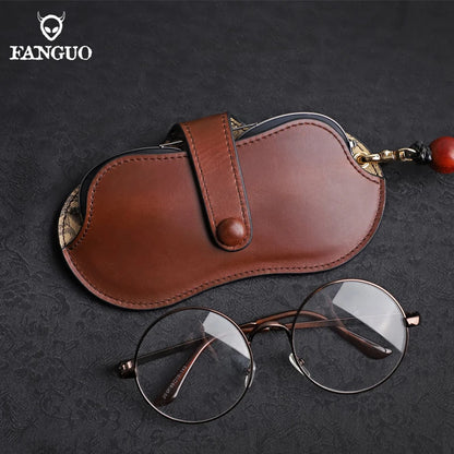 Genuine Leather Glasses Case – Handmade Portable Eyeglasses Pouch