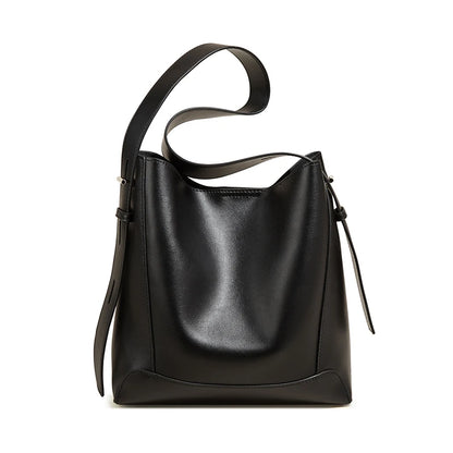 FOXER Lady Women Hobo Bucket Bag Split Leather Fashion Shoulder Bags Large Capacity Handbag Wide Adjustable Strap Female Bags