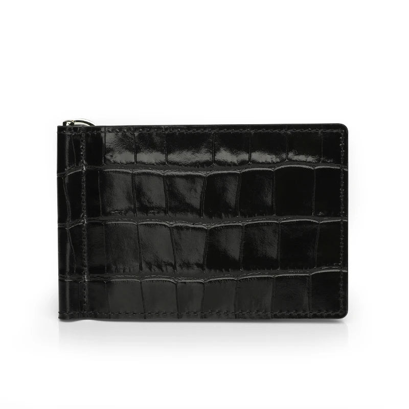 Crocodile Embossed Leather Money Clip Wallet – Men's Slim Card Holder