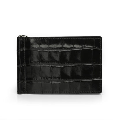 Crocodile Embossed Leather Money Clip Wallet – Men's Slim Card Holder