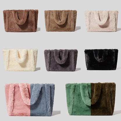 Large Tote Bag Luxury Faux Fur Women Handbags Designer Lady Hand Bags Fluffy Soft Plush Shopper Warm