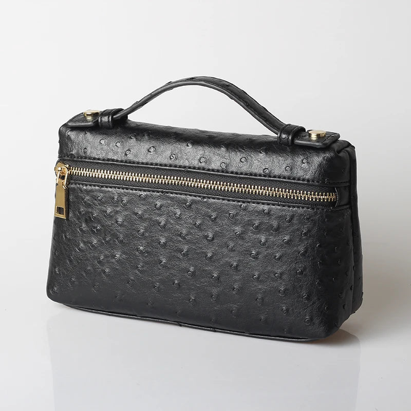Embossed Leather Makeup Bag – Women's Exotic Pattern Clutch