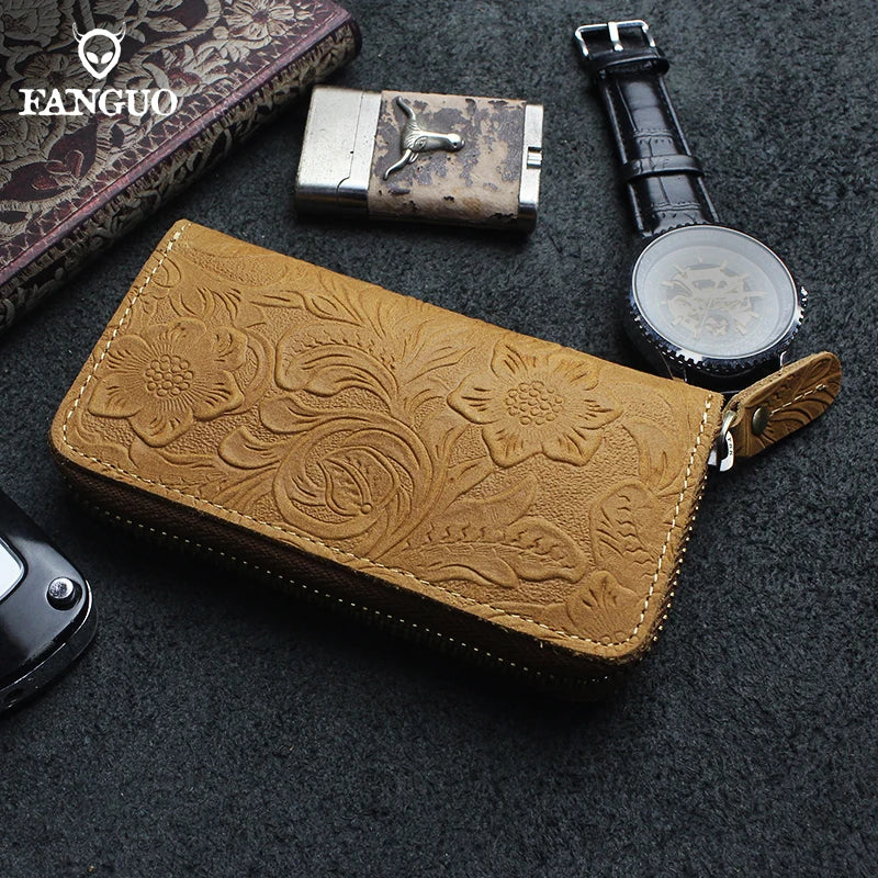 Crocodile Pattern Leather Key Wallet – Men's Zipper Key Holder