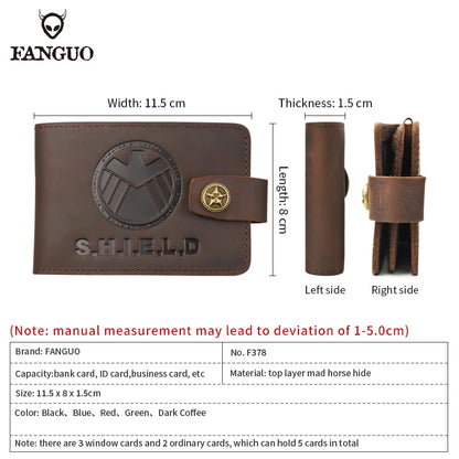 SHIELD Embossed Genuine Leather Driver's License Holder & Card Wallet